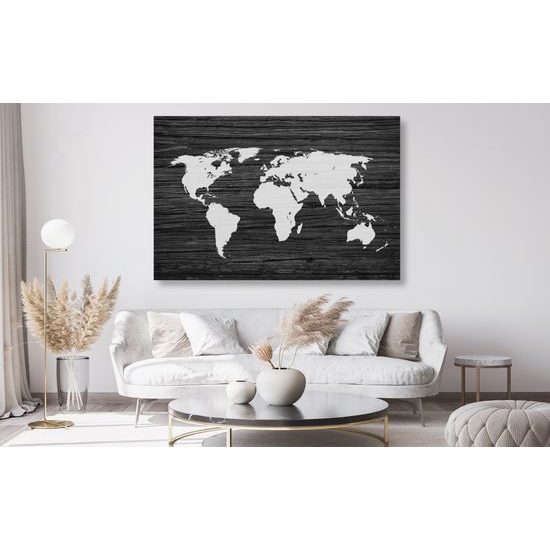 Obraz na korku čiernobiela mapa sveta v modernom prevedení