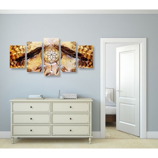 5-dielny obraz abstraktný lapač snov