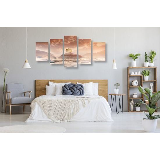 5-dielny obraz domček z tekvice na vrchole hory