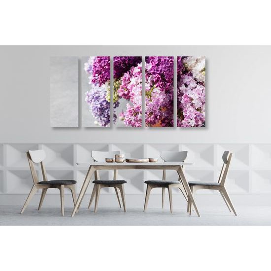 5-dielny obraz nádherný orgován v kvetináči