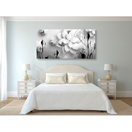 Obraz abstrakt prírody v čiernobielom prevedení