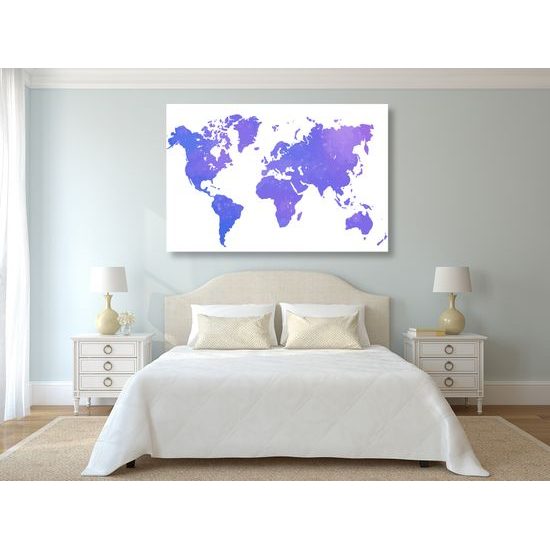 Obraz zaujímavá mapa sveta v fialovom prevedení