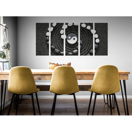 5-dielny obraz umelecký stvarnený Jin a Jang
