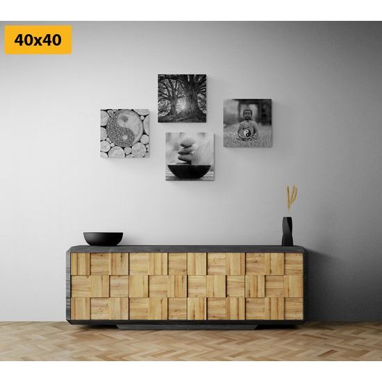 Set obrazov duchovná cesta v čiernobielom prevedení