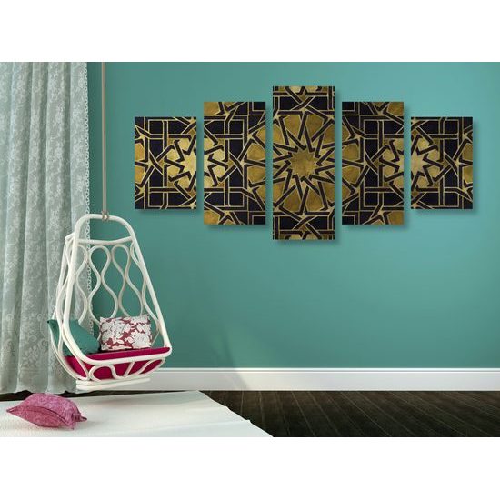 5-dielny obraz strieborná mandala