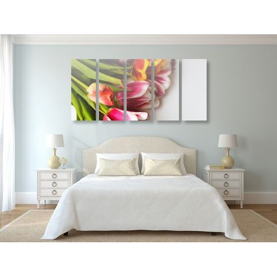 5-dielny obraz kytica jarných tulipánov