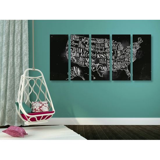 5-dielny obraz zaujímavá mapa USA