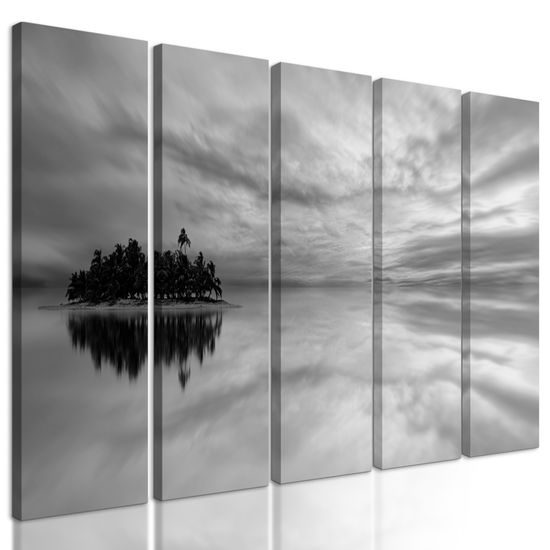 5-dielny obraz ostrov stroskotancov v čiernobielom prevedení