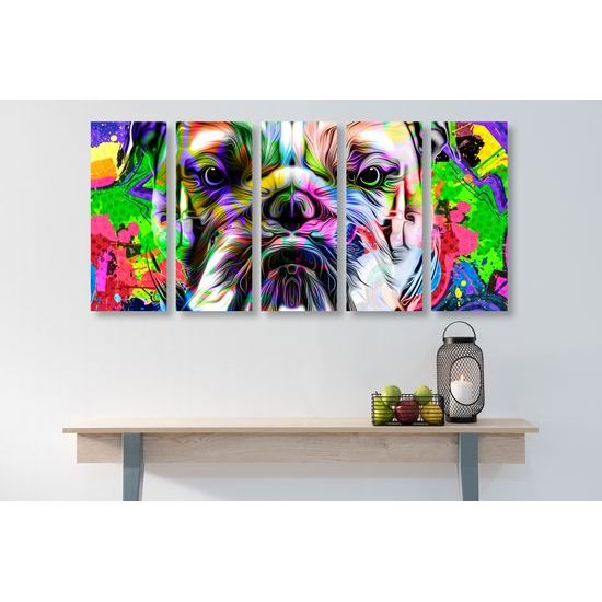 5-dielny obraz buldog v pop art prevedení