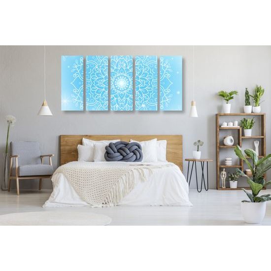 5-dielny obraz magická snehobiela Mandala