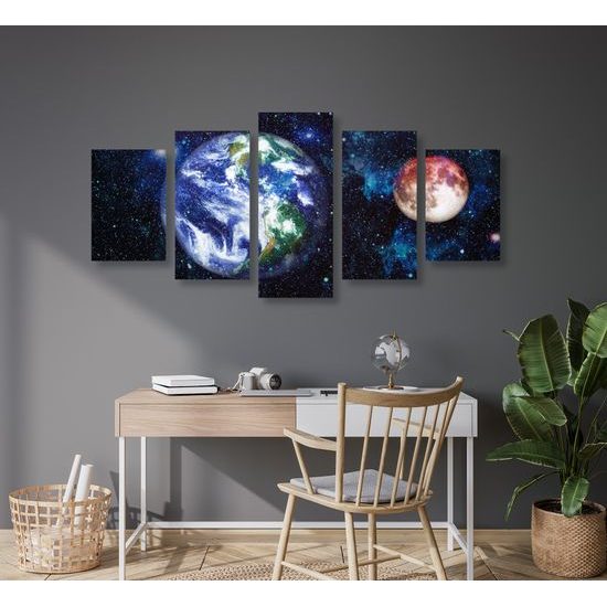 5-dielny obraz akvarelový vesmír