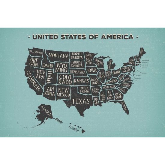 Obraz moderná mapa USA s modrým pozadím