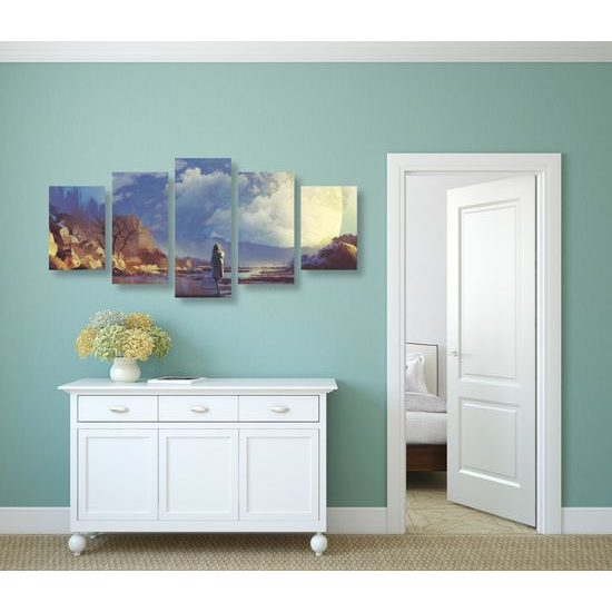 5-dielny obraz žena vo futuristickom svete