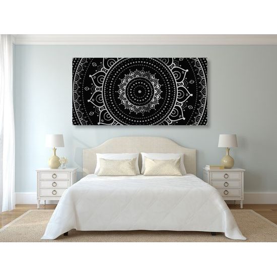 Obraz magická Mandala v čiernobielom prevedení