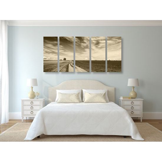 5-dielny obraz nádherná krajina v sépiovom prevedení