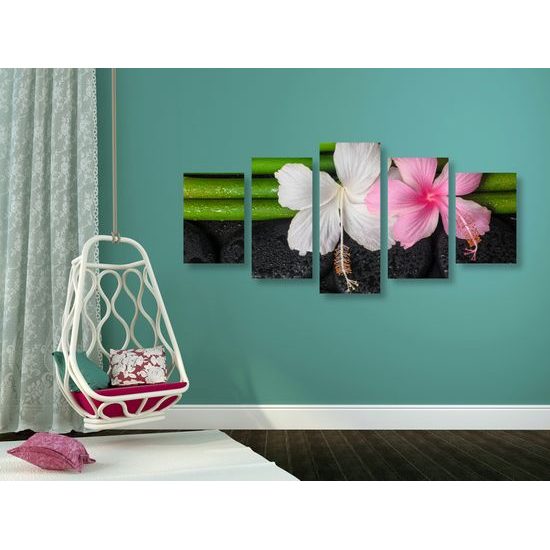 5-dielny obraz bambus a zen kamene