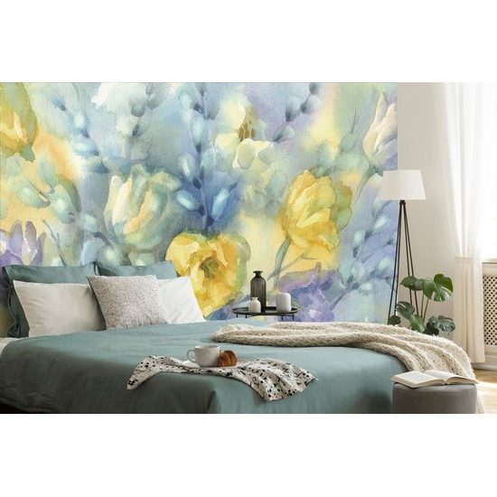 Samolepiaca tapeta krásne tulipány v akvarelovom prevedení