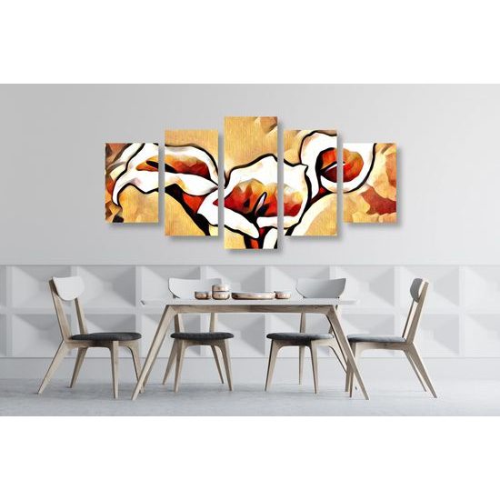 5-dielny obraz dychberúce etno kaly