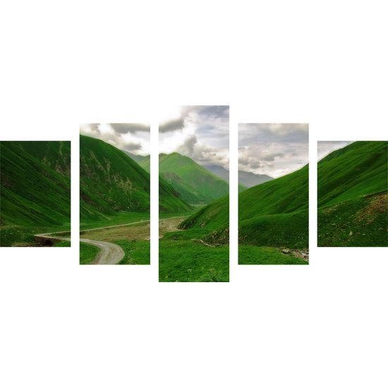 5-dielny obraz zeleňou posiate hory