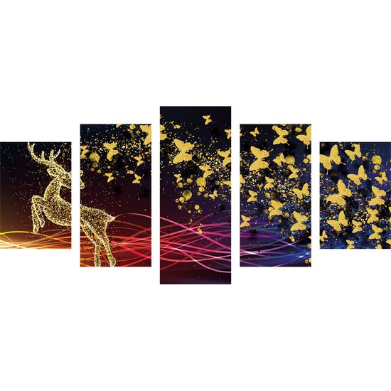 5-dielny obraz abstrakcia vesmírneho Jeleňa