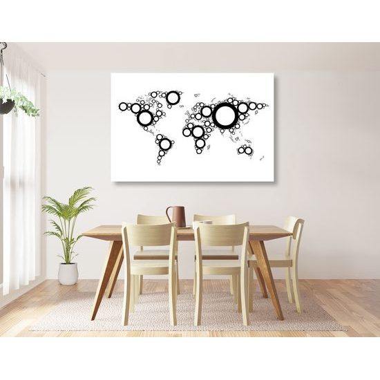 Obraz mapa sveta tvorená kružnicami