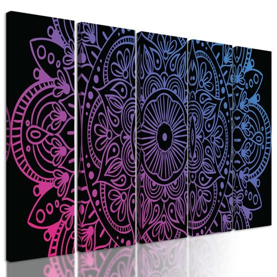 5-dielny obraz fialová Mandala