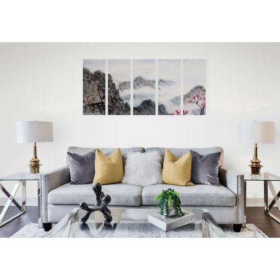 5-dielny obraz impozantná maľba krajiny