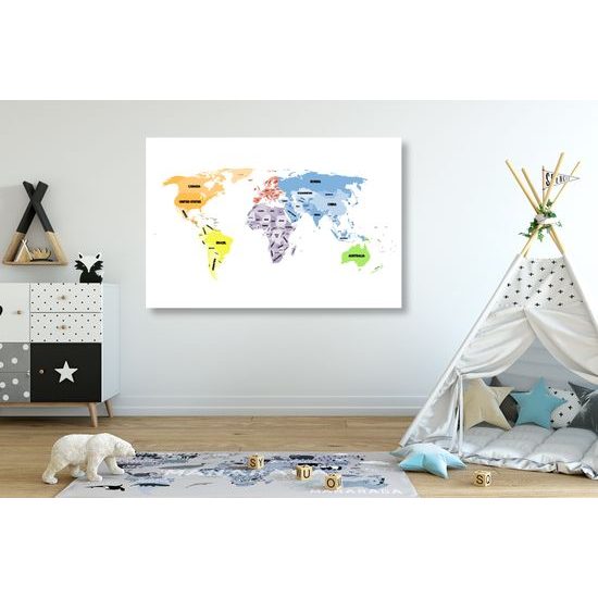 Obraz mapa sveta s pútavými nápismi