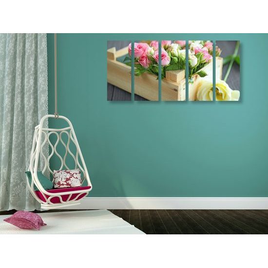 5-dielny obraz bednička plná ruží