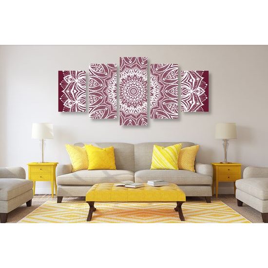 5-dielny obraz nekonečná Mandala v ružovom prevedení