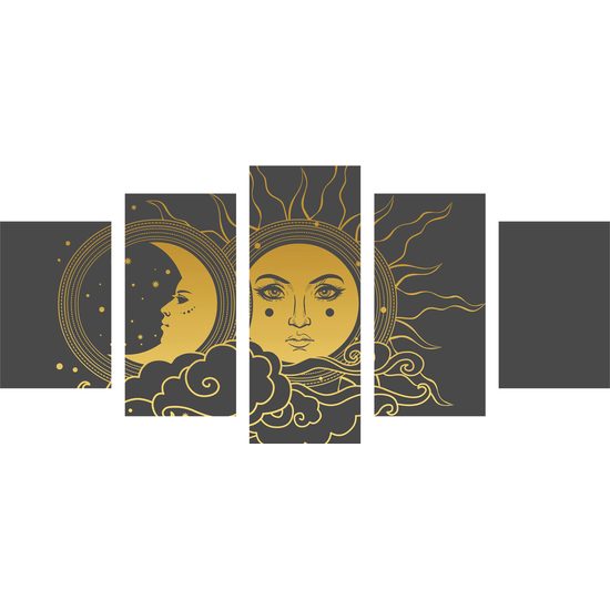 5-dielny obraz symboly slnka a mesiaca
