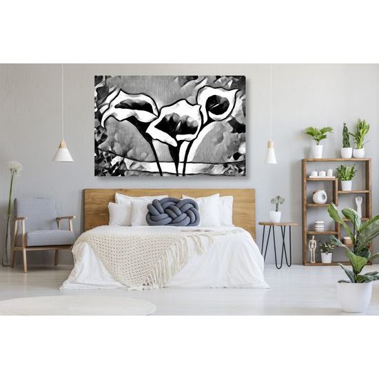 Obraz dychberúce etno kaly v čiernobielom prevedení