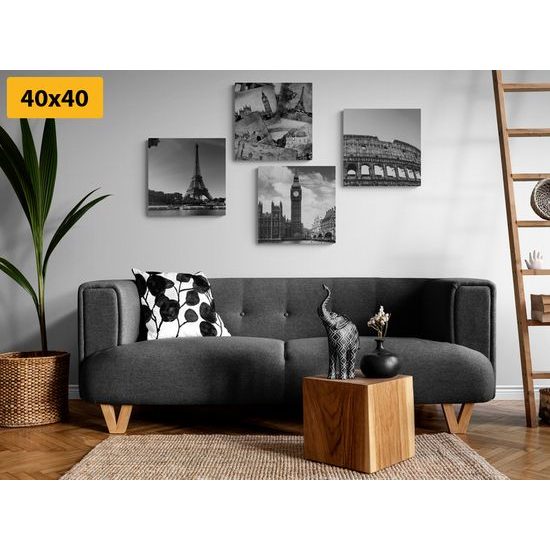 Set obrazov kultúrne bohatstvo v čiernobielom prevedení