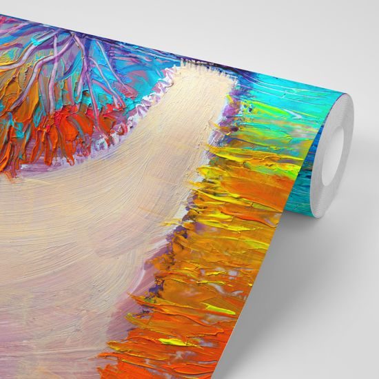 Samolepiaca tapeta pestrofarebný strom v akvarelovom prevedení