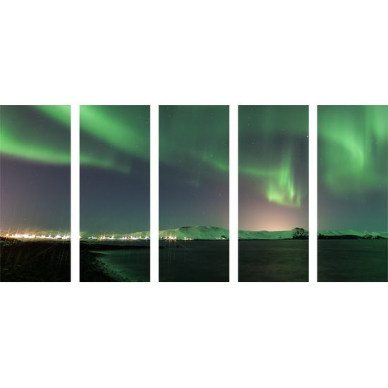 5-dielny obraz arktická polárna žiara
