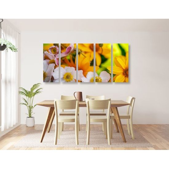 5-dielny obraz nádherné kvety v letných farbách