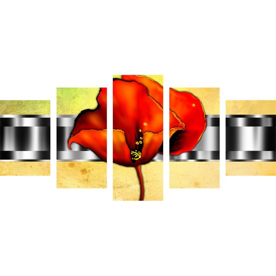 5-dielny obraz vintage vlčí mak