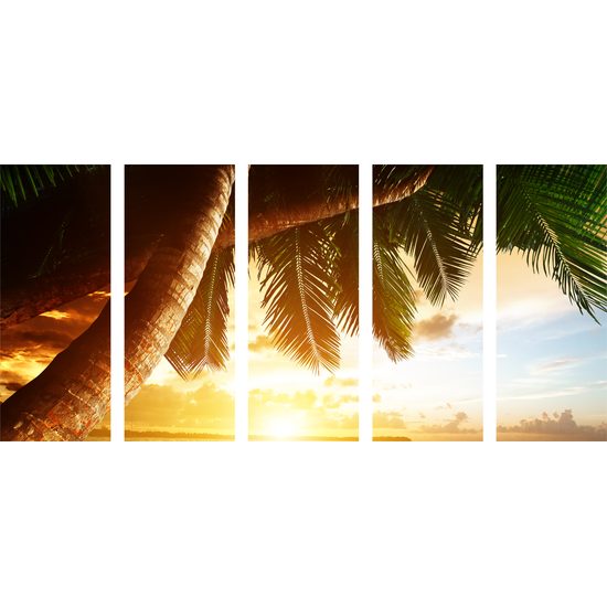 5-dielny obraz východ slnka v tropickom raji