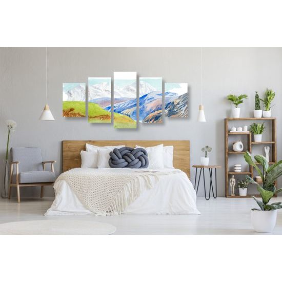 5-dielny obraz scenéria horskej krajiny