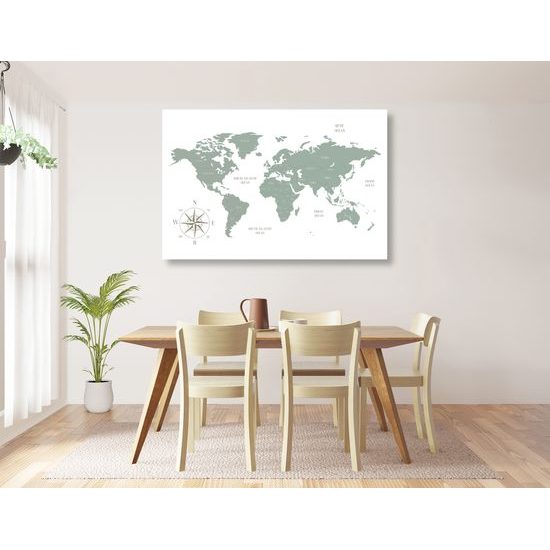 Obraz jednoduchá mapa sveta v zelenom prevedení