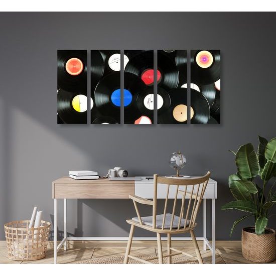 5-dielny obraz nostalgické vinylové platne