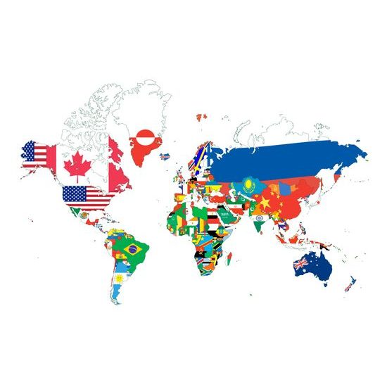 Obraz mapa vlajky krajín