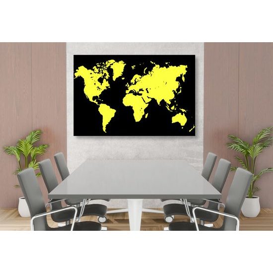 Obraz čierno žltá mapa sveta