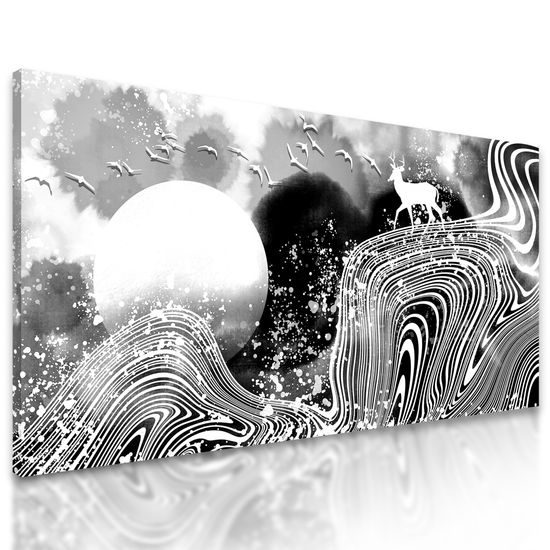 Obraz abstrakcia prírody v čiernobielom prevedení