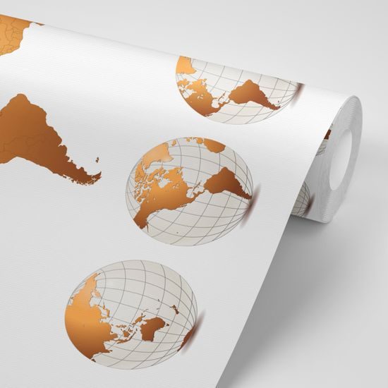 Samolepiaca tapeta bronzová mapa sveta