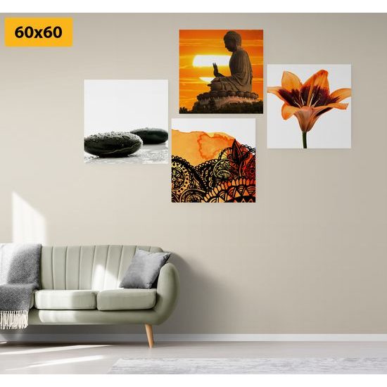 Set obrazov Feng Shui v oranžových farbách