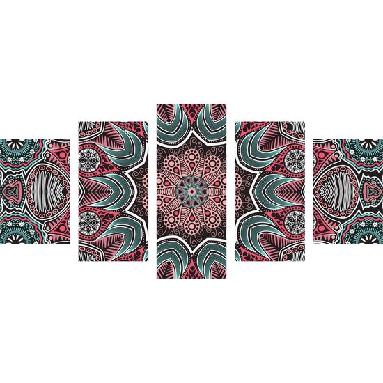 5-dielny obraz kvetinová Mandala