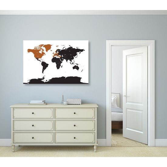 Obraz zaujímavá mapa na bielom pozadí s oranžovým detailom