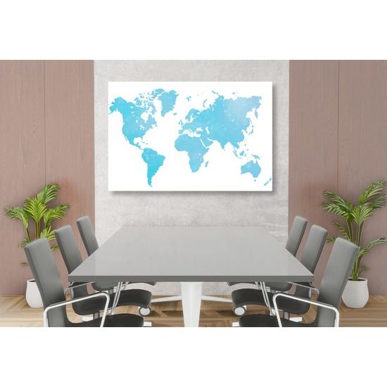 Obraz zaujímavá mapa sveta v modrom prevedení