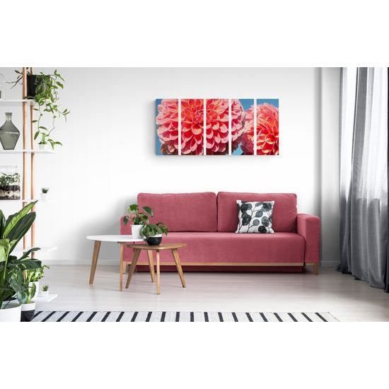 5-dielny obraz romantická ružová dália